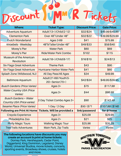 Summer Discount Tickets